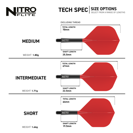 Red Dragon Nitroflite - Asta nera, alette rosse n. 2 Red Dragon Nitroflite - Black Shaft Red No2 Flights werden gezeigt. Es handelt sich um schwarze und rote Dart-Flights.