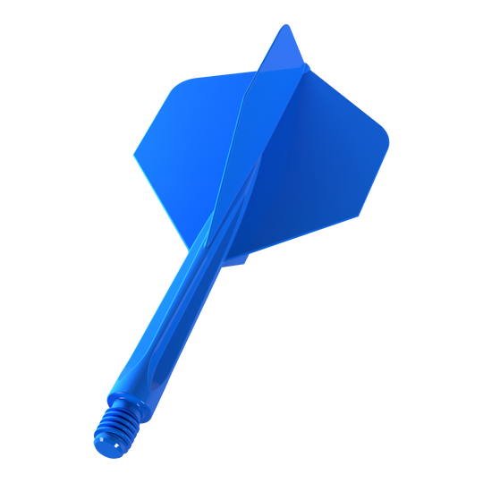 Unicorn Forge All In One Plus No2 Standard Flights Blu - Medio Auf dem Bild ist ein blauer Dartflügel mit integriertem Schaft zu sehen. Es handelt sich um das Produkt „Unicorn Forge All In One Plus No2 Standard Flights Blau - Medium“.