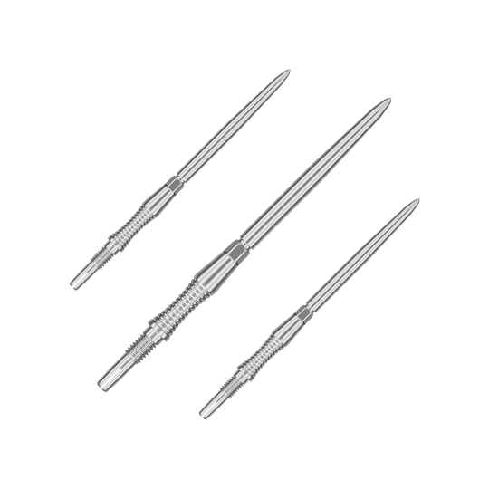 Punte per freccette Target Swiss Point Signature RST - Argento Auf dem Bild sind Dartspitzen aus dem Set '340302_Target_Swiss_Point_Dartspitzen_Signature_RST_Silber_42mm_1Set' abgebildet. Mehrere silberne Dartspitzen sind zu erkennen.
