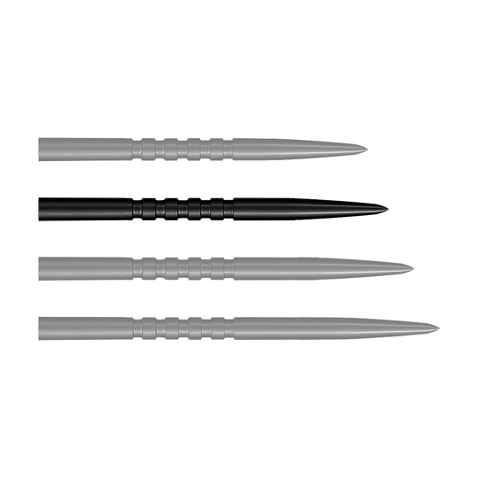 Punte per freccette in acciaio Shot Grip Point - Nero Zu sehen sind schwarze Steeldartspitzen. Dies ist das Modell Grip Point in 35 mm Länge.