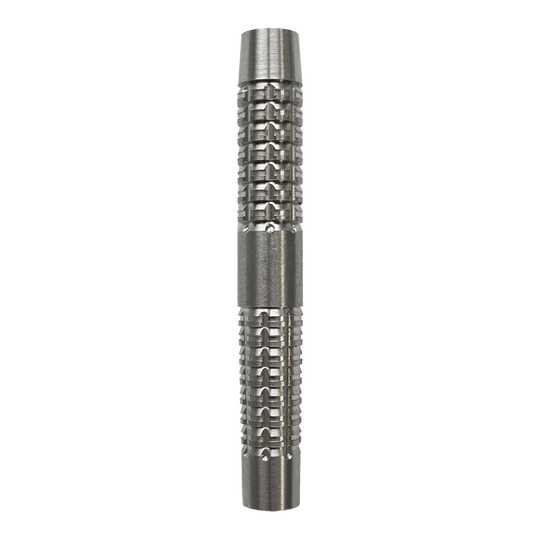 Fusti per freccette morbide McDart SilverGrip - 20 g Das Bild zeigt ein silbernes Dartbarrel mit einem strukturierten Griffmuster. Es handelt sich um das Produkt "McDart SilverGrip Softdart Barrels - 20g".