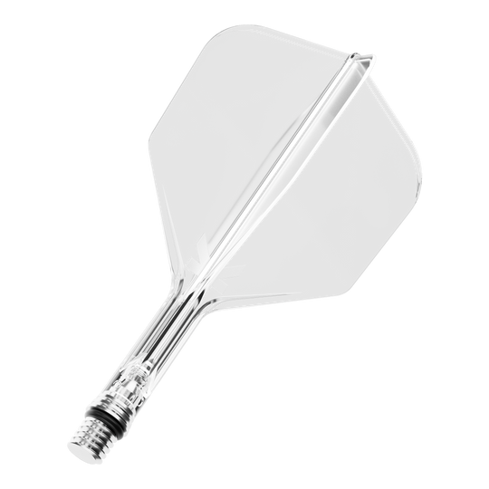 Voli Target K-Shift No6 - Libero Ein Target KShift No6 Dart-Flight in klarer Ausführung, 19 mm lang. Das Produkt ist transparent und einzeln abgebildet.