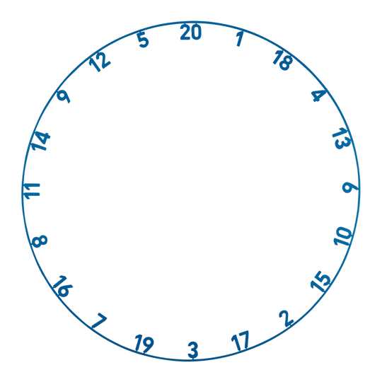 Das Precise 180 Endorphine Steeldartboard mit Nummernring in Arctic Blue ist abgebildet. Das Bild zeigt das Dartboard aus einer anderen Perspektive.