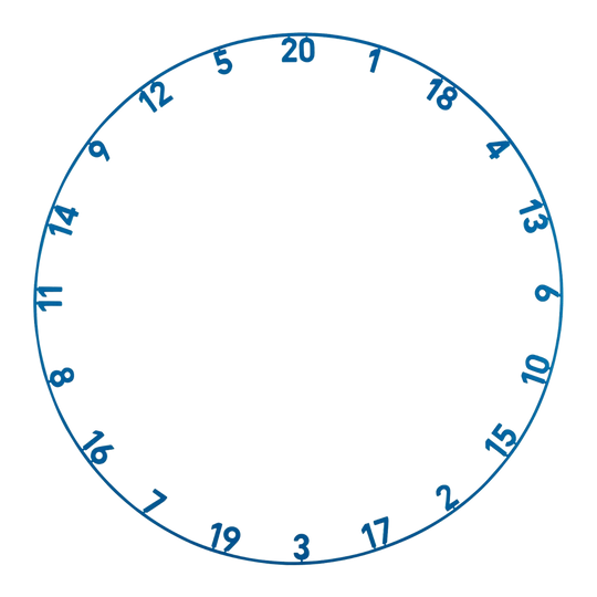 Bersaglio per freccette in acciaio Precise 180 Endorphine con anello numerico - Blu Artico Das Precise 180 Endorphine Steeldartboard mit Nummernring in Arctic Blue ist abgebildet. Das Bild zeigt das Dartboard aus einer anderen Perspektive.