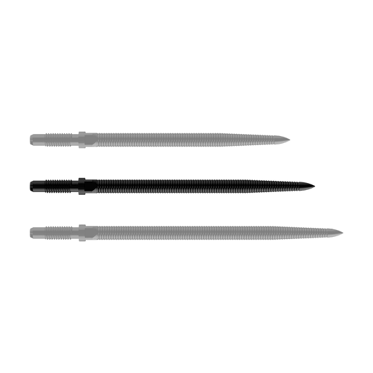 Punte per freccette Bulls NL Convertible Point - Micro Grip - Nere Dargestellt ist eine schwarze Dartspitze, Modell MicroGrip in 36mm Länge. Das Produkt ist unter dem Dateinamen BU57705_BullsNL_Convertible_Points_MicroGrip_Schwarz_36mm_1 bekannt.