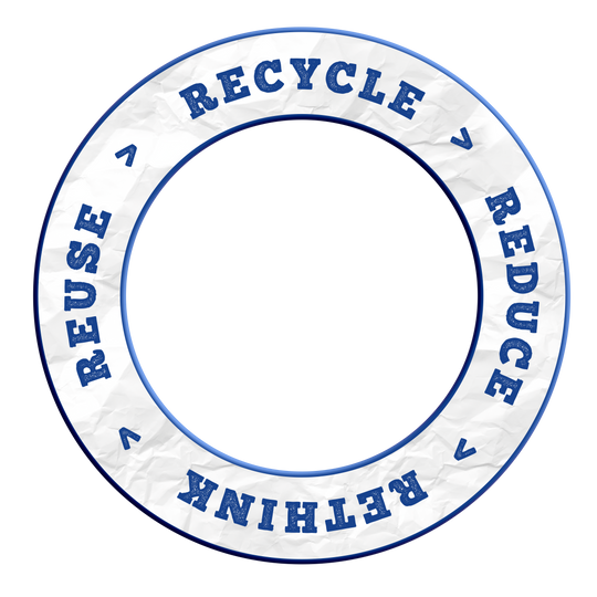 McDart Ricicla Riduci Ripensa Riutilizza Bersaglio per freccette Das Produkt DBS-RRRR3_Surround_Recyle_Reuse_Reduce_Rethink_Blau_2 ist abgebildet. Es scheint ein nachhaltiges, blaues Objekt mit Bezug auf Wiederverwertung zu sein.