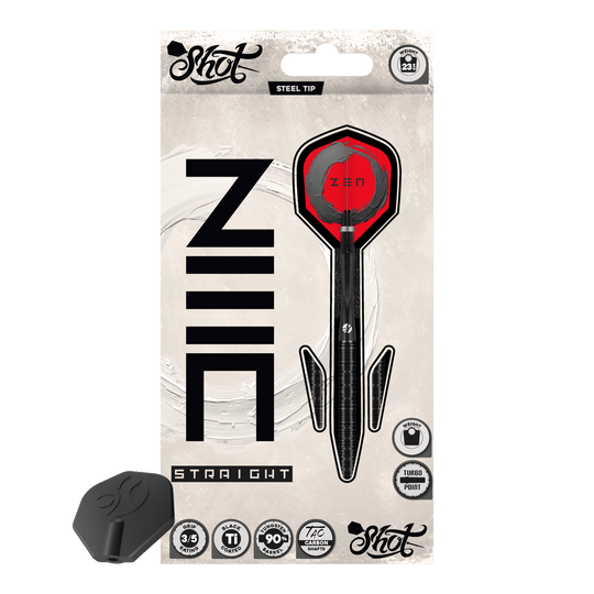 Freccette Shot ZEN Straight Turbo Point in acciaio - 23 g Dies ist ein Bild der Shot ZEN Straight Turbo Point Steeldarts - 23g. Die Steeldarts sind im Detail abgebildet.