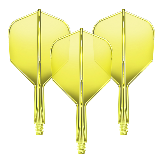 Sistema di alberi di volo GOAT A1R No6 - Giallo neon Ein Flight-Shaft-System GOAT A1R No6 in Neon-Gelb mit 19mm Länge ist zu sehen. Das Set besteht aus Komponenten für Dartpfeile.