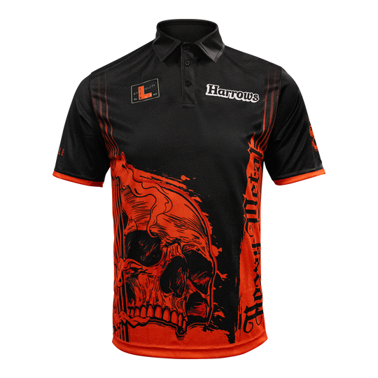 Maglietta di Ryan Searle, giocatore Heavy Metal di Harrow Das Bild zeigt das Harrows Ryan Searle Heavy Metal Playershirt. Es ist ein spezielles Dartshirt, das für Spieler entworfen wurde.