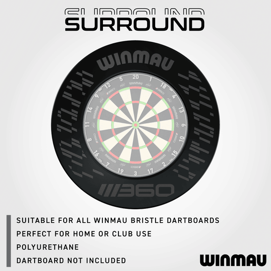 Winmau Blade 360 Dartboard Surround - Nero Das Bild zeigt das Winmau Blade 360 Dartboard Surround in Schwarz. Es ist eine praktische Ergänzung zum Schutz der Wände beim Dartspielen.