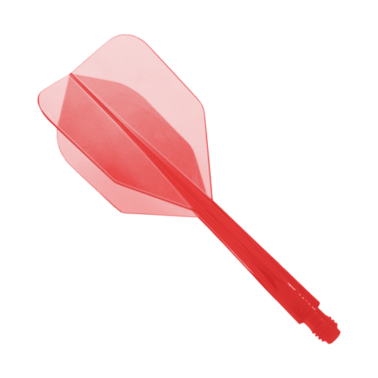 Condor Ax Clear Red Flight System Small - XL - 37,5 mm Das Bild zeigt ein rotes Dartflight-System mit integrierter Flight und Shaft. Es handelt sich um das Modell "Condor Axe Clear Red Flight-System Small - XL - 37,5 mm".