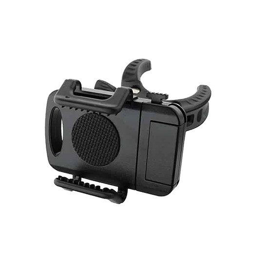 Supporto per smartphone GranBoard Das Bild zeigt den GranBoard Smartphone-Halter. Es handelt sich um eine schwarze, kompakte Halterung zur Befestigung eines Smartphones.