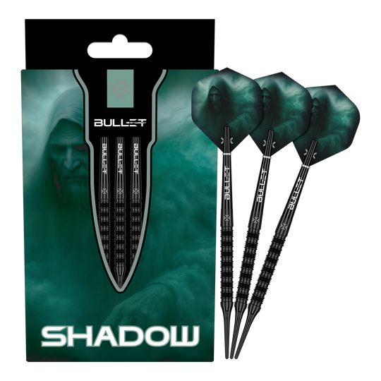 Bullet Shadow Softdarts - 20 g Das Foto zeigt die Bullet Shadow Softdarts - 20g in Gesamtansicht. Diese Darts eignen sich bestens zum präzisen Werfen.