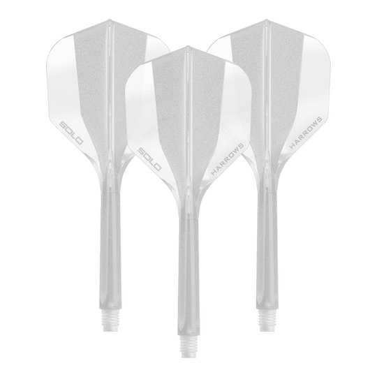 Sistema di alberi di volo Harrows Solo No6 - Trasparente Ein transparentes Dart Flight Shaft System der Marke Harrows, Größe 35mm. Das Bild zeigt ein Set des No6 Solo Flight Shaft Systems in klarer Ausführung.