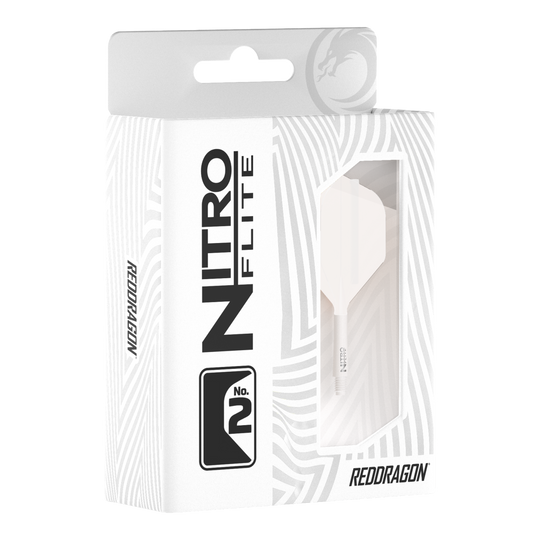 Red Dragon Nitroflite Asta bianca Alette bianche n. 2 Hier sind die Red Dragon Nitroflite White Shaft White Flights No2 zu sehen. Sie sind für Dartpfeile gedacht und komplett in Weiß gestaltet.