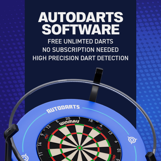 Sistema di punteggio automatico Autodarts Vantage Das Bild zeigt das Autodarts Vantage Auto-Scoring System. Es handelt sich um ein System zur automatischen Punkteerfassung für Darts.
