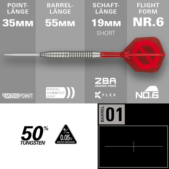Freccette in acciaio Swiss Points Target Group O 02