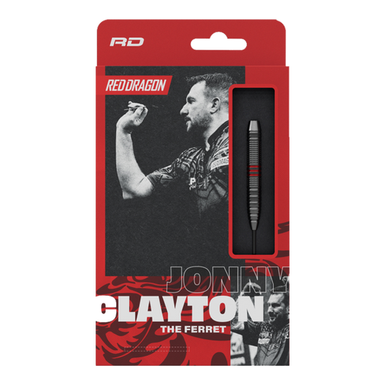 Freccette in acciaio Red Dragon Jonny Clayton Core Brass - 21 g Zu sehen sind die Red Dragon Jonny Clayton Core Brass Steeldarts mit einem Gewicht von 21g. Die Darts haben einen silbernen und goldenen Schaft mit roten und schwarzen Flights.