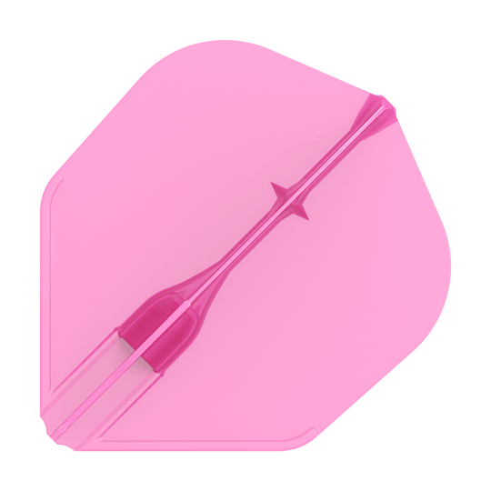 Voli L-L-Style3EZ Das Bild zeigt eine pinke Dart-Flügelfeder. Sie hat eine glatte Oberfläche und eine klassische Form.