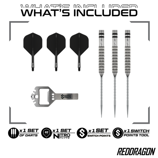Freccette in acciaio Switch Point Red Dragon Gian Van Veen Tour Edition - 21 g Gezeigt werden die Red Dragon Gian Van Veen Tour Edition Switch Point Steeldarts - 21g. Das moderne Design unterstützt ein präzises Spiel.