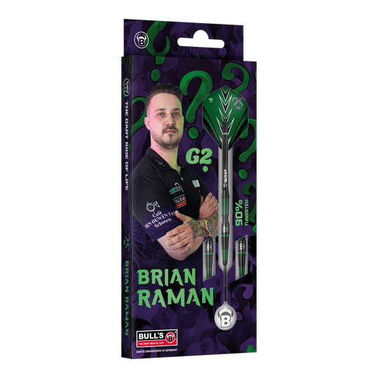 Freccette in acciaio Bulls Brian Raman G2 Das Bild stellt die Bulls Brian Raman G2 Steeldarts dar. Dieses hochwertige Dartprodukt ist beliebt bei Spielern.