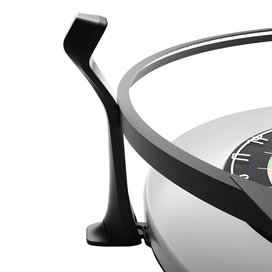 Scolia Home 2 FLEX - Sistema di punteggio automatico elettronico con anello luminoso 2026 Das Bild zeigt einen Teil des Scolia Home 2 FLEX, einem elektronischen Score-System mit Beleuchtungsring. Man sieht den schwarzen Befestigungsarm und den beleuchteten Ring rund um ein Dartboard.