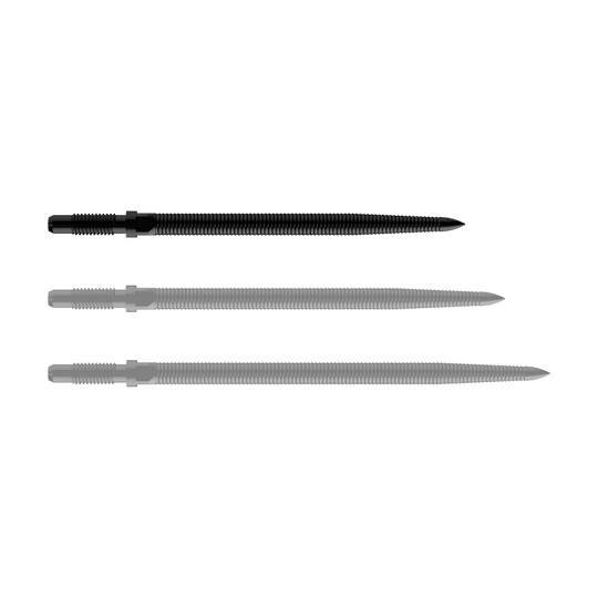 Punte per freccette Bulls NL Convertible Point - Micro Grip - Nere Zu sehen ist eine schwarze Dartspitze mit feiner MicroGrip-Struktur. Das Produkt heißt BU57704_BullsNL_Convertible_Points_MicroGrip_Schwarz_32mm_1.