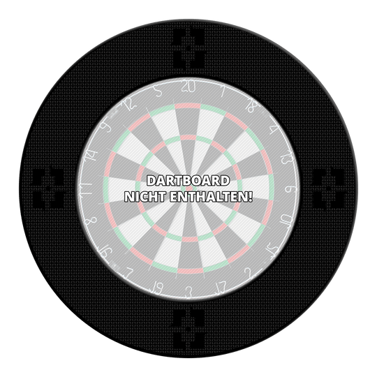 Das Bild zeigt das Produkt "McDart Precision Nano Dartboard Surround". In der Mitte steht der Hinweis: "Dartboard nicht enthalten!"