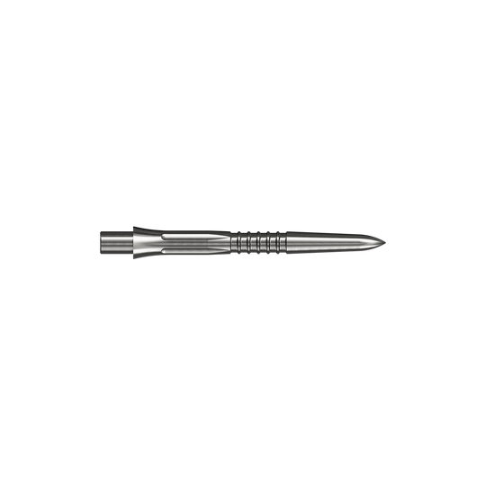 Punte per freccette Mission Caliburn EVO GV1 - argento Das Bild zeigt eine silberne Steeldartspitze mit 26mm Länge. Es handelt sich um Mission Caliburn EVO GV1 Steeldartspitzen.