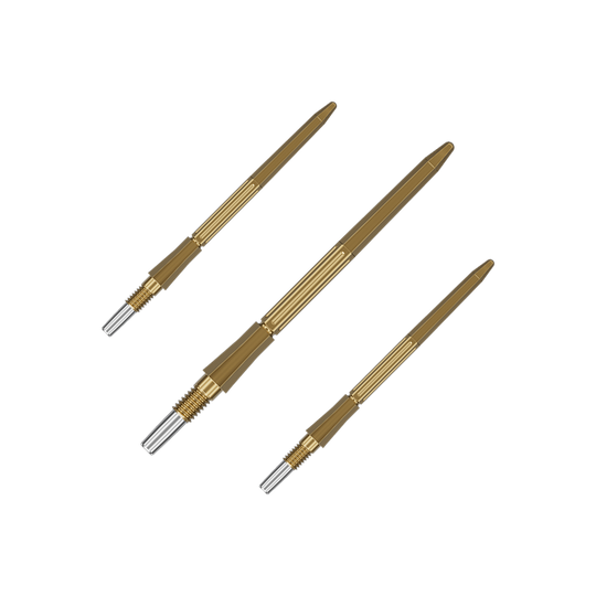 Punte per freccette Target Elysian Archetype 43 Swiss Point in acciaio - Oro Das Bild zeigt ein Set goldener Dartspitzen. Es handelt sich um Target Elysian Archetype 43 SwissPoint Dartspitzen, 35 mm.