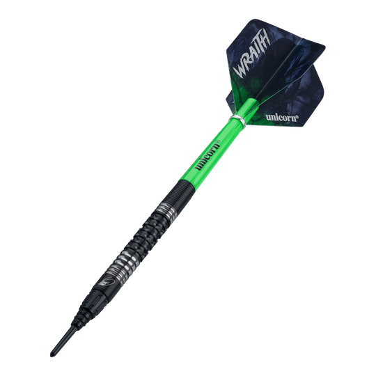 Freccette morbide Unicorn Wraith James Wade - 19 g Die Unicorn Wraith James Wade Softdarts - 19g sind auf dem Bild dargestellt. Diese Darts sind ein offizielles James Wade Modell.