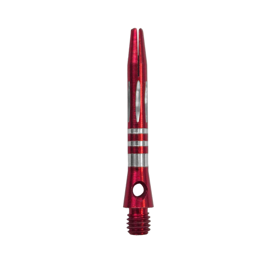 Aste in alluminio con taglio a diamante e anelli - Rosse - 35 mm Zu sehen ist der Ringed Diamond Cut Aluminium Shafts - Rot - 35 mm. Der Schaft ist aus rotem Aluminium gefertigt und besitzt eine strukturierte Oberfläche.