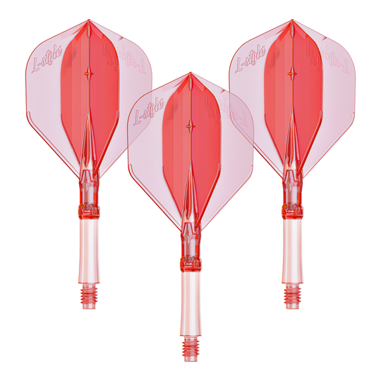 Alette L-Style L-System - Rosso trasparente Ein Set mit klar roten Flights für Darts, vermutlich der Größe Medium. Ideal zur Personalisierung von Dartpfeilen.