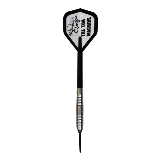 Freccette morbide McKicks Alam Glazier Shark Machine Auf dem Bild ist ein McKicks Alam Glazier Shark Machine Softdart zu sehen. Der Dartpfeil hat eine silberne Metallspitze und einen Flight mit der Aufschrift "THE TON MACHINE".