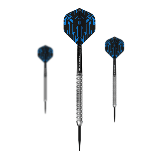 Freccette in acciaio argento Mission Jack Tweddell Ein Bild mit dem Dateinamen M002000_Mission_Jack_Tweddell_Silver_Steeldarts_1Set. Es zeigt wahrscheinlich ein Set aus silbernen Steeldarts.
