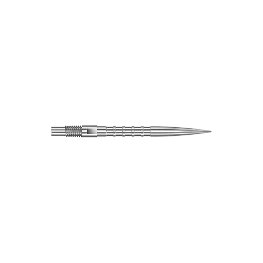 Punte per freccette Harrows Quick Point Heavy Metal - Argento Das Bild zeigt Harrows Quick Point Heavy Metal Grip Dartspitzen in Silber mit einer Länge von 26mm. Die Aufnahme präsentiert das zweite Stück der Serie.