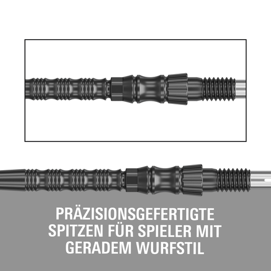 Punte per freccette Target Signature Swiss Point TRB in acciaio - Nere Target Signature Swiss Point TRB Steeldartspitzen in Schwarz. Das Foto präsentiert die Dartspitzen detailliert.