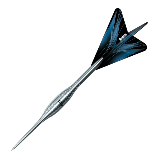 Dies ist eine weitere Ansicht der Caliburn TTD Complete Titanium T2 Silver Steeldarts - 6g. Die silbernen Steeldarts sind für professionelle Dartspieler geeignet.