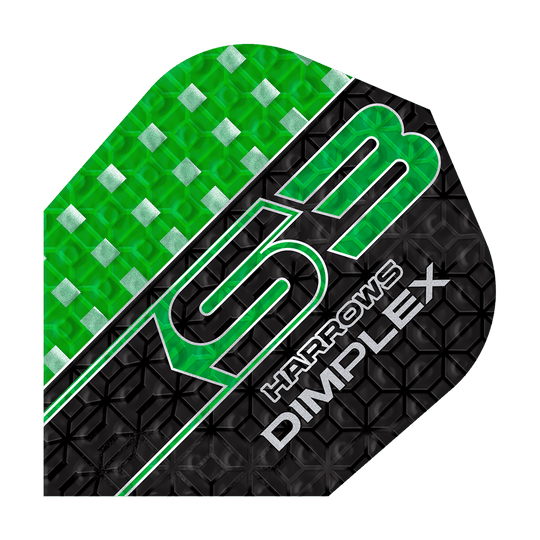 Harrows Dimplex S3 Flights - Verde Einer der Harrows Dimplex S3 Flights - No6 ist im Detail abgebildet. Die Seitenkanten sind deutlich sichtbar.
