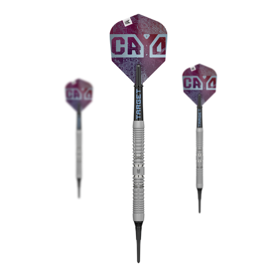 Target Cryo 12 freccette morbide Das Bild zeigt ein Set der Target Cryo 12 Softdarts. Die Verpackung mit mehreren Darts ist sichtbar.