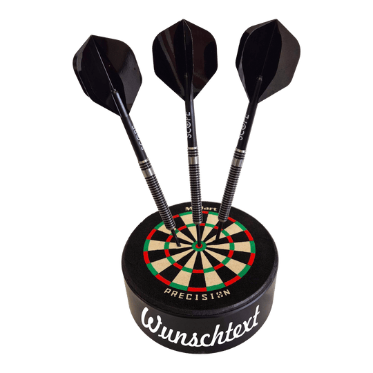 Bersaglio McDart Precision Mini con testo personalizzato Das Bild zeigt einen Artikel mit dem Dateinamen 765_McDart_Mini_Precision_Dartboard_Darthalter_1_Freehand521. Weitere Details zum Produkt sind nicht gegeben.