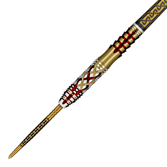 Freccette in acciaio Shot Goths Alaric Turbo Point - 23 g Auf dem Bild sind Shot Goths Alaric Turbo Point Steeldarts mit einem Gewicht von 23g zu sehen. Diese Darts sind ideal für den Einsatz am Steeldartboard.