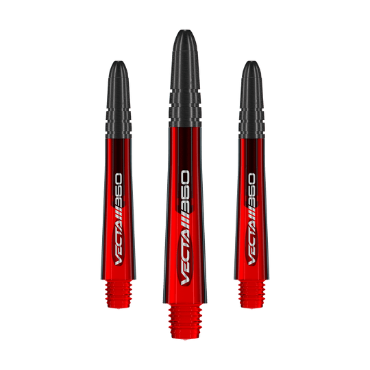 Aste Winmau Vecta Blade 360 - Rosse Das Produkt zeigt einen Satz von Dart-Shafts mit dem Namen 7025-219_Winmau_Vecta_Blade360_Shafts_Rot_40mm_1Set. Die Dart-Shafts sind rot und 40 mm lang.