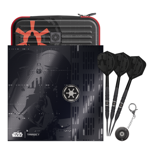 Target Star Wars Darth Vader 95 freccette in acciaio con punta svizzera Das Bild zeigt die Target Star Wars Darth Vader 95 Swiss Point Steeldarts. Diese Steeldarts sind im Darth Vader Design gehalten.