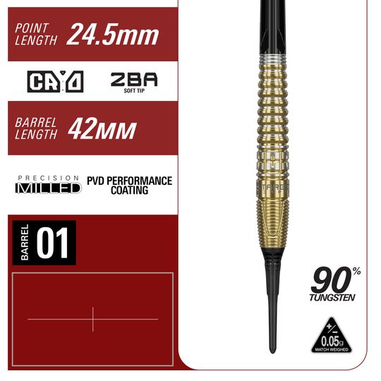 Freccette morbide Target Japan Prime Series Harith Lim HotShot GEN3 - 18 g Zu sehen sind die Target Japan Prime Series Harith Lim HotShot GEN3 Softdarts - 18g. Die Darts haben ein elegantes Design für präzises Werfen.
