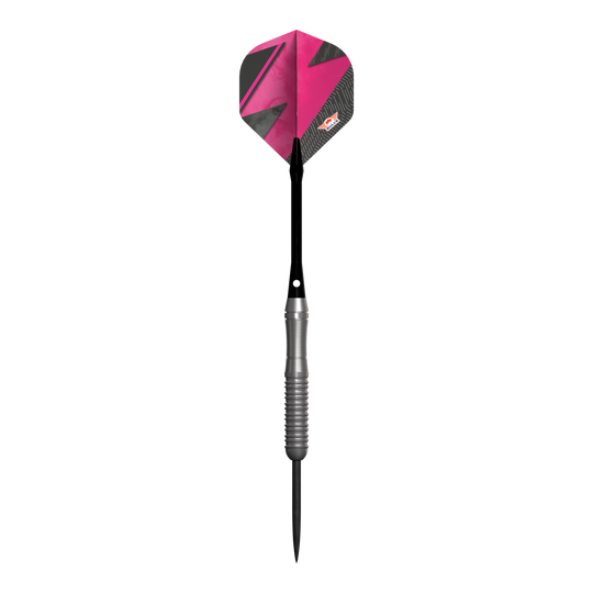 Freccette in acciaio Bulls NL Lightning Pink Der Bulls NL Lightning Pink Steeldart hat eine auffällige pink-schwarze Flight. Der Schaft ist silberfarben und geriffelt für besseren Halt.