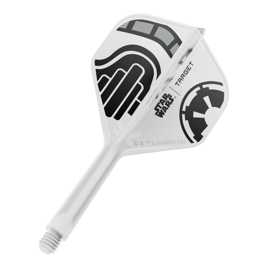 Voli standard Target Star Wars K-Flex Stormtrooper No2 Das Bild zeigt einen einzelnen Dart-Flight aus der Star Wars KFlex Stormtrooper Serie. Der Flight ist in der Standardgröße und hat eine Länge von 26 mm.
