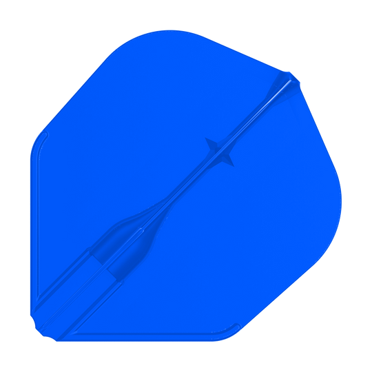 Voli L-L-Style3EZ Das Bild zeigt ein einzelnes, blaues Dartflight. Es hat eine glatte Oberfläche und eine klassische, fast quadratische Form.