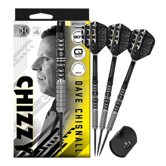 Freccette in acciaio Quick Point Harrows Dave Chisnall Chizzy Series 4 Abgebildet sind die Harrows Dave Chisnall Chizzy Series 4 Quick Point Steeldarts in der Vollansicht. Diese Steeldarts bieten hohe Qualität und ein ansprechendes Design.