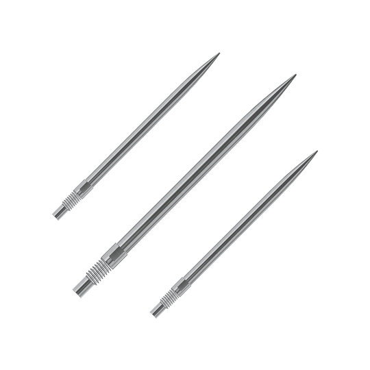 Das Bild zeigt vermutlich ein Set silberner Dartspitzen von Harrows, 40mm lang. Der Dateiname lautet 'QP23950_Harrows_QuickPoint_Dartspitzen_Silber_40mm_1Set'.
